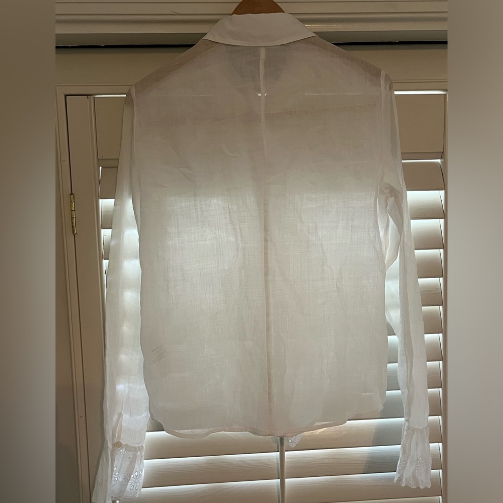 FRAME Ruffled Broderie Anglaise Ramine Shirt - Picture 4 of 9